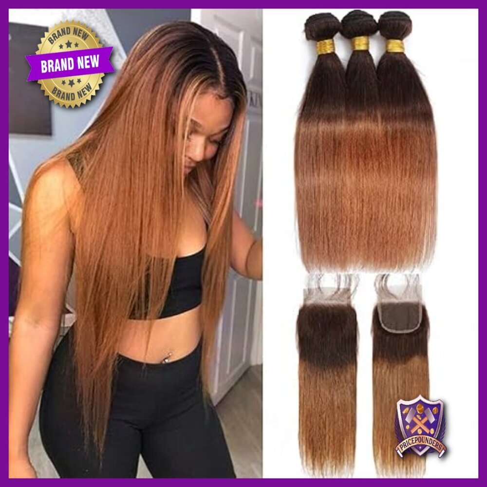 Straight Human Hair Extensions with Lace Closure 12A Grade Virgin Remy